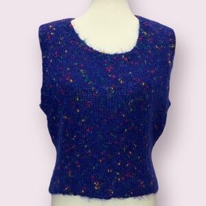 Vintage Blue and Multi-Colored Speckled Vest